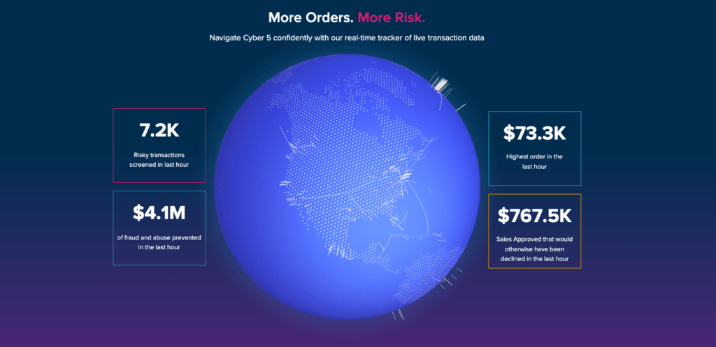 A still photo of Signifyd's Global Cyber 5 tracker